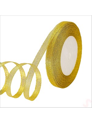 Süsle Bebek ve Parti Parlak Simli Organze Kurdele, 1 cm x 23 mt - Altın