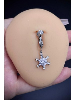 Blisse Piercing Kadın Kar Tanesi Figür Zirkon Taşlı Sıkıştırma Deliksiz Belly Göbek Piercing