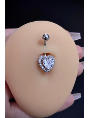 Blisse Piercing Kadın Cerrahi Çelik Kalp Zirkon Taşlı Belly Göbek Piercing
