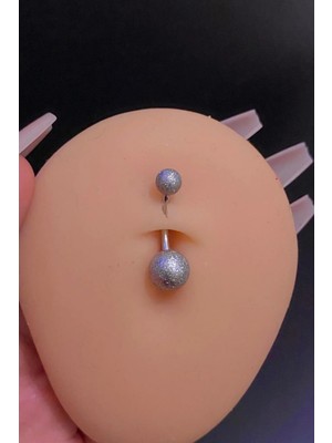 Blisse Piercing Kadın Gümüş Renk Cancanlı Detaylı Çelik Göbek Piercing