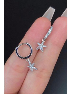 Blisse Piercing Kadın Çiçek Figür Zirkon Taşlı Tragus Helix Kıkırdak Sallantılı Çelik Halka Piercing