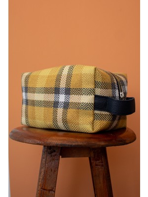 Özgürce Çekici Ekose Kumaş Makyaj ve Kozmetik Organizeri, Seyahat Bakım Çantası