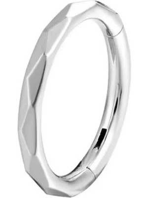 Blisse Piercing Unisex Gümüş Renk Baklava Kesimli Kilitli Cerrahi Çelik Tragus Helix Piercing