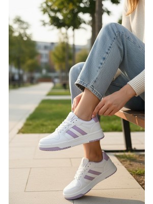 Enoch Kadın Renkli Şerit Detaylı Şık Sneaker Yürüyüş Ayakkabısı