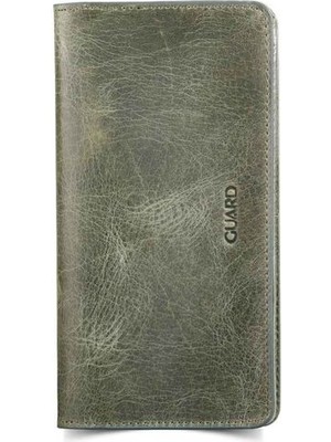 Guard Haki Yeşil Hakiki Deri Telefon Girişli Unisex Portföy Cüzdan // GRD260205WT813