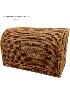 Feyza Design Şık Rattan Görünümlü Plastik Ekmeklik Kapaklı, Sağlam ve Kullanışlı Tasarım
