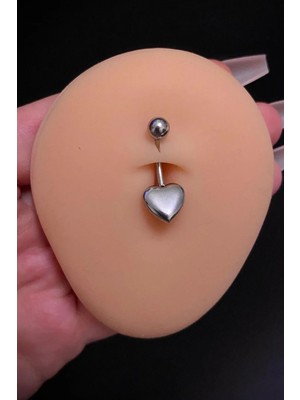 Blisse Piercing Kadın Gümüş Kalp Figürlü Cerrahi Çelik Göbek Piercing