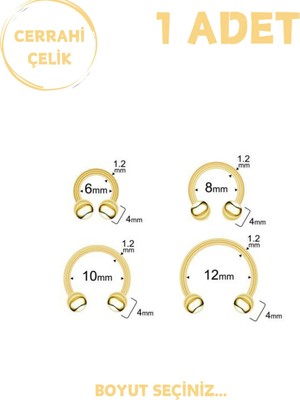 Blisse Piercing Cerrahi Çelik 4mm Top Uçlu Septum Dudak Tragus Helix Kıkırdak Piercing