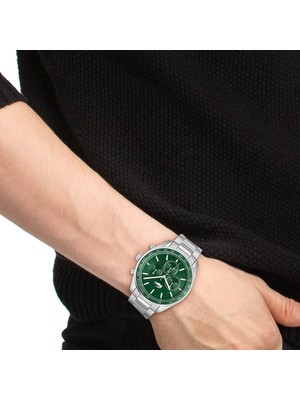 Lacoste LAC2011346 Erkek Kol Saati Metalik Çelik Kasa 3 ATM Suya Dayanıklı Yeşil Kadran