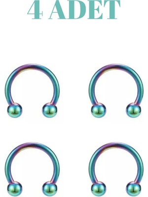Blisse Piercing 4 Adet Cerrahi Çelik Piercing | Tragus Helix Kıkırdak Septum Burun Dudak Uyumlu