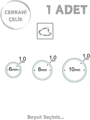 Blisse Piercing Unisex Cerrahi Çelik Ince Barlı 1mm Tel Halka Hızma Piercing