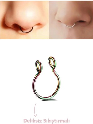 Blisse Piercing Unisex Cerrahi Çelik Sıkıştırma Kıkırdak Septum Hızma Burun Deliksiz Piercing