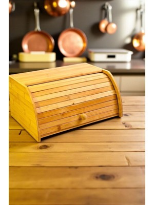 Feyza Design Şık ve Doğal Tasarımlı Bambu Ekmek Saklama Kutusu, Mutfağınıza Şıklık Katıyor