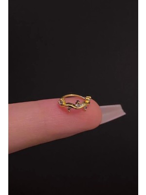 Blisse Piercing Kadın Zirkon Taşlı Daith, Septum ve Kıkırdak Halka Çelik Piercing