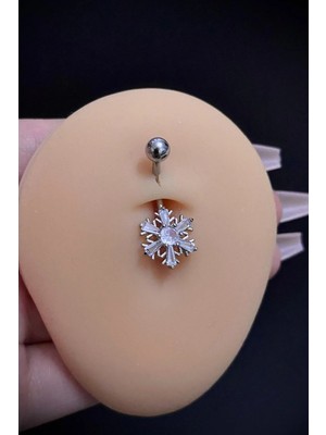 Blisse Piercing Kadın Cerrahi Çelik Kar Tanesi Figürlü Taşlı Belly Göbek Piercing