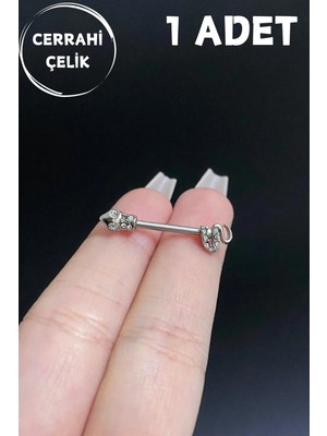 Blisse Piercing Kadın Zirkon Taşlı Yılan Figür Meme Ucu Nipple Piercing