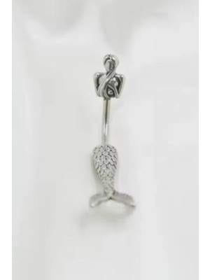 Blisse Piercing Kadın Gümüş Renk Deniz Kızı Figürlü Cerrahi Çelik Göbek Piercing