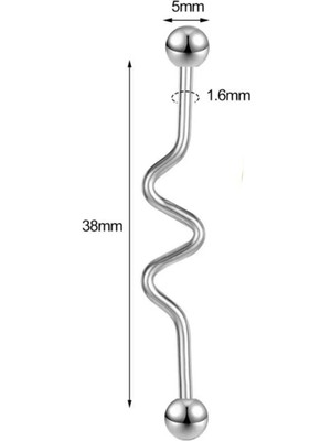 Blisse Piercing Gümüş Renk Zikzaklı Cerrahi Çelik Köprü Industrial Piercing
