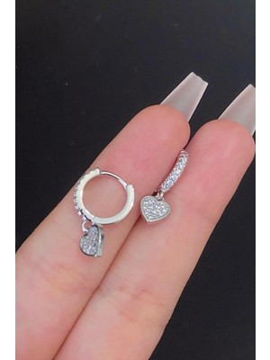 Blisse Piercing Kadın Kalp Figürlü Zirkon Taşlı Tragus Helix Kıkırdak Çelik Halka Piercing