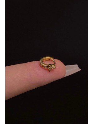 Blisse Piercing Kadın Çiçek Zirkon Taşlı Tragus Helix Kıkırdak Halka Çelik Piercing