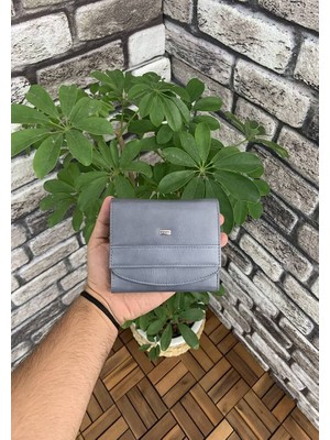 Guard Gri Hakiki Deri Çok Bölmeli Kadın Cüzdanı // GRD260225WT862