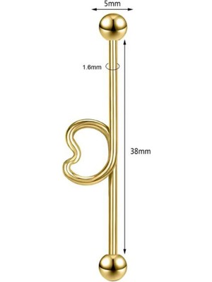 Blisse Piercing Kalp Figürlü Cerrahi Çelik Köprü Industrial Piercing