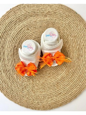 İrembaby Bebek Ayakkabı Süslü Patik Turuncu Tüylü Fiyonklu (Lohusa-Çekim-Mevlüt)