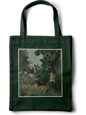 INKD Sanatsal Gabardin Bez Çanta – "the Equatorial Jungle" Henri Rousseau Baskılı Tasarım - 35X40