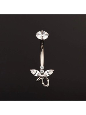 Rupen Kraft Üç Markiz Zirkon Taşlıultraliğht 10 mm Titanyum Göbek Piercingi