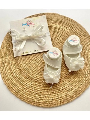 İrembaby Bebek Beyaz Incili Özel Tasarım Bebek Ayakkabısı Bebek Saç Bandı