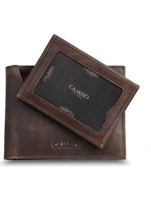 Guard Antik Kahverengi Hakiki Deri Çıkarılabilir Gizli Kartlıklı Yatay Erkek Cüzdanı // GRD260225WT1583