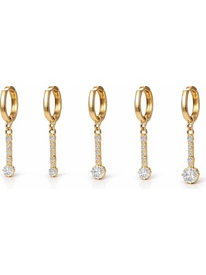 Venüs Design Çelik 6lı Taşlı Küpe Seti