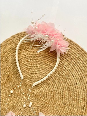 İrembaby Anne Lohusa Seti Beyaz Çiçekli Incili Lohusa Tacı