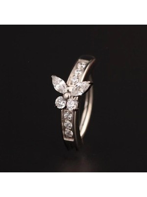 Rupen Kraft Zirkon Taş Kelebek Titanyum Göbek Piercingi Ultraliğht 10 mm Titanyum Göbek Piercingi