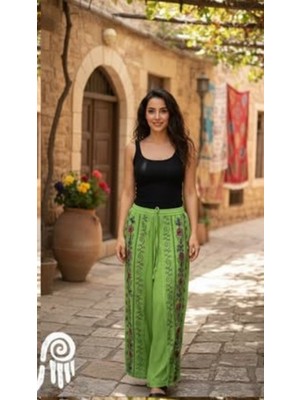 Fibula Bohem Otantik ve Mistik Işlemeli Standart Beden Kapama Şalvar Pamuk Pantolon 36-46 Bedenler Arası Olurbedenlerarasi