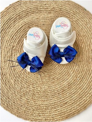 İrembaby Bebek Ayakkabı Süslü Patik Lacivert Tüylü Fiyonklu (Lohusa-Çekim-Mevlüt)