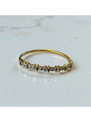 MonCherietr Sylvera Zirkon Taşlı Pirinç Üzeri Altın Kaplama Kelepçe