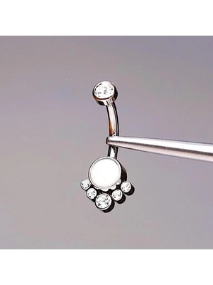 Rupen Kraft Opal Taşlı Ultraliğht 10 mm Titanyum Göbek Piercingi