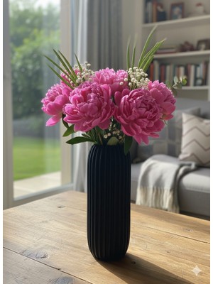 Rivon Desing Tera Kendinden Çizgili Vazo