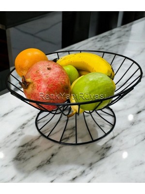 Feyza Design Şık Siyah Metal Meyve Sepeti, Modern ve Dayanıklı Tasarım