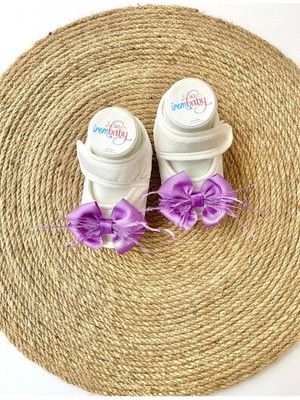 İrembaby Bebek Ayakkabı Süslü Patik Lila Tüylü Fiyonklu (Lohusa-Çekim-Mevlüt)