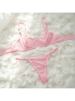 Feenia Pinky Pembe Tül Sütyen Takım