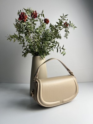 Giseca Berlin Bej Deri Şık Kadın El ve Çapraz Çanta