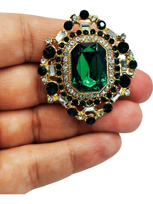 BB Bi Butik Shop Zümrüt Işıltılı Vintage Saray Broşu