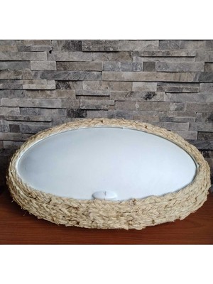 Feyza Design Metal Iskeletli El Örgüsü Hasır Ekmek Kutusu, Şık ve Şeffaf Tasarım