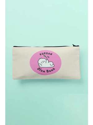 Özgürce Baskılı Bez Makyaj Çantası, Kalemlik ve Cüzdan Çok Renkli Tasarım