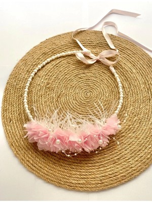 İrembaby Anne Lohusa Seti Beyaz Çiçekli Incili Lohusa Tacı