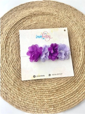 İrembaby Bebek Saç Bandı Mor Lila Çiçekli Lastikli Saç Bandı Bandana