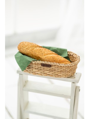 Feyza Design El Yapımı Doğal Hasır Ekmek Sepeti 30X20X8 Cm, Mutfak ve Sofra Sunumu Için