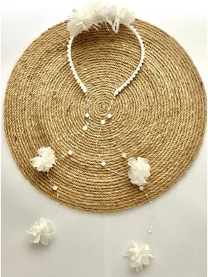 İrembaby Anne Lohusa Seti Pembe Çiçekli Incili Lohusa Tacı Gelin Tacı Çekim